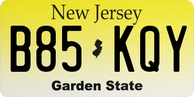 NJ license plate B85KQY