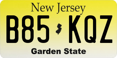NJ license plate B85KQZ