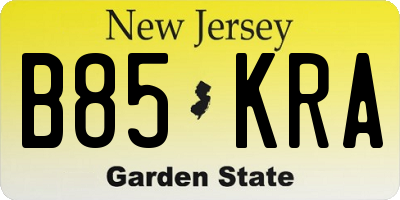 NJ license plate B85KRA