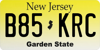 NJ license plate B85KRC