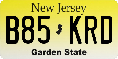 NJ license plate B85KRD