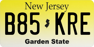 NJ license plate B85KRE