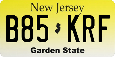 NJ license plate B85KRF