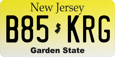 NJ license plate B85KRG