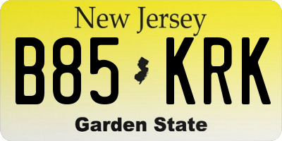 NJ license plate B85KRK
