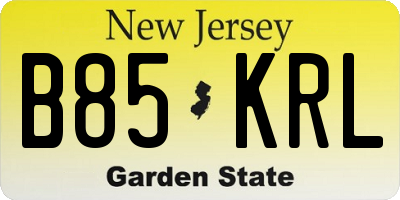 NJ license plate B85KRL