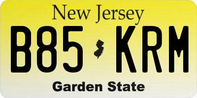 NJ license plate B85KRM