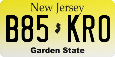 NJ license plate B85KRO