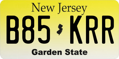 NJ license plate B85KRR