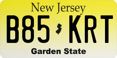 NJ license plate B85KRT