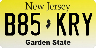 NJ license plate B85KRY