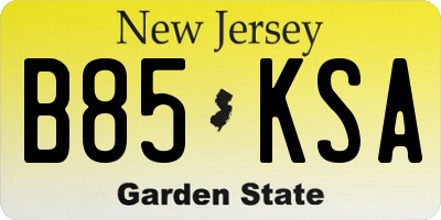 NJ license plate B85KSA