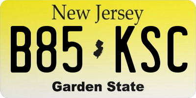 NJ license plate B85KSC