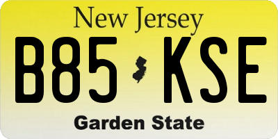 NJ license plate B85KSE