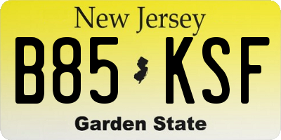 NJ license plate B85KSF