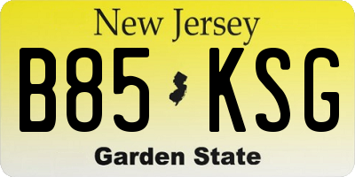 NJ license plate B85KSG