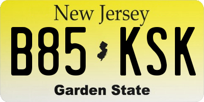NJ license plate B85KSK
