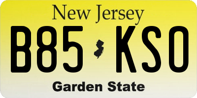 NJ license plate B85KSO