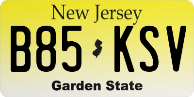 NJ license plate B85KSV