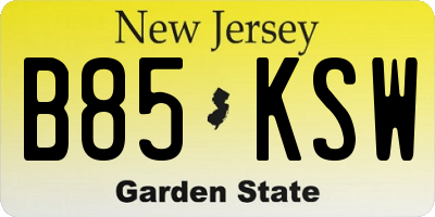 NJ license plate B85KSW