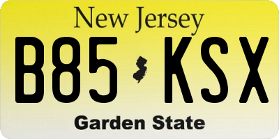 NJ license plate B85KSX