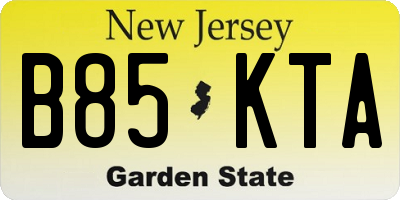 NJ license plate B85KTA