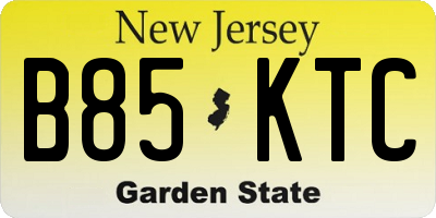 NJ license plate B85KTC