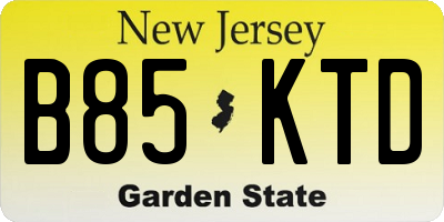 NJ license plate B85KTD