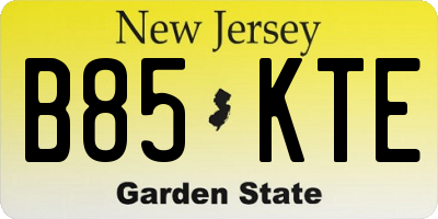 NJ license plate B85KTE