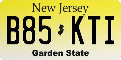 NJ license plate B85KTI