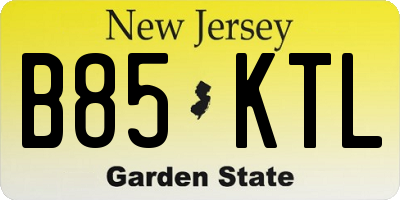 NJ license plate B85KTL