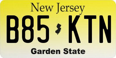 NJ license plate B85KTN