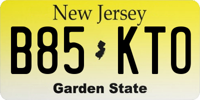 NJ license plate B85KTO