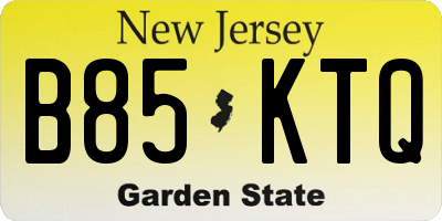 NJ license plate B85KTQ