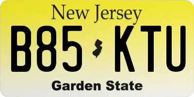 NJ license plate B85KTU
