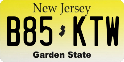NJ license plate B85KTW