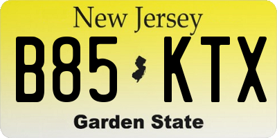 NJ license plate B85KTX