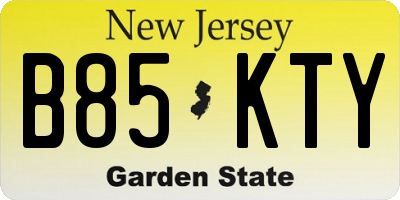 NJ license plate B85KTY