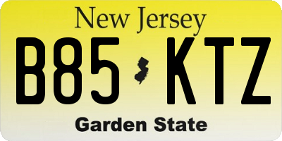 NJ license plate B85KTZ