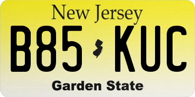 NJ license plate B85KUC