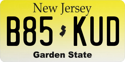 NJ license plate B85KUD