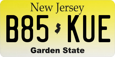 NJ license plate B85KUE
