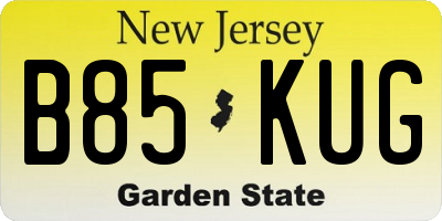 NJ license plate B85KUG