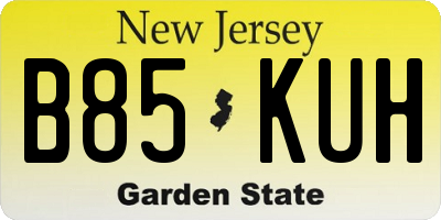 NJ license plate B85KUH