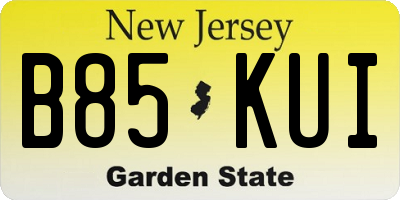 NJ license plate B85KUI