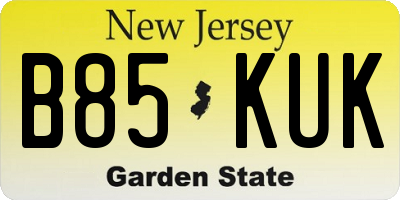 NJ license plate B85KUK