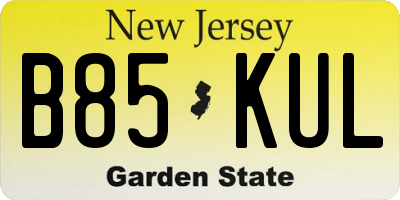 NJ license plate B85KUL