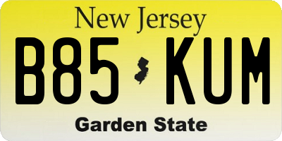 NJ license plate B85KUM