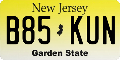 NJ license plate B85KUN