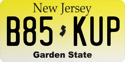 NJ license plate B85KUP